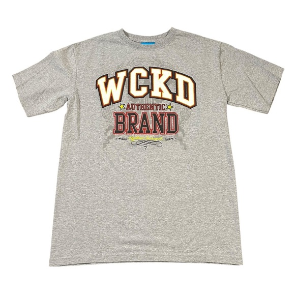 WCKD Brand T Shirt Gray Y2K Style Short Sleeve Graphic Size Medium - Picture 2 of 8